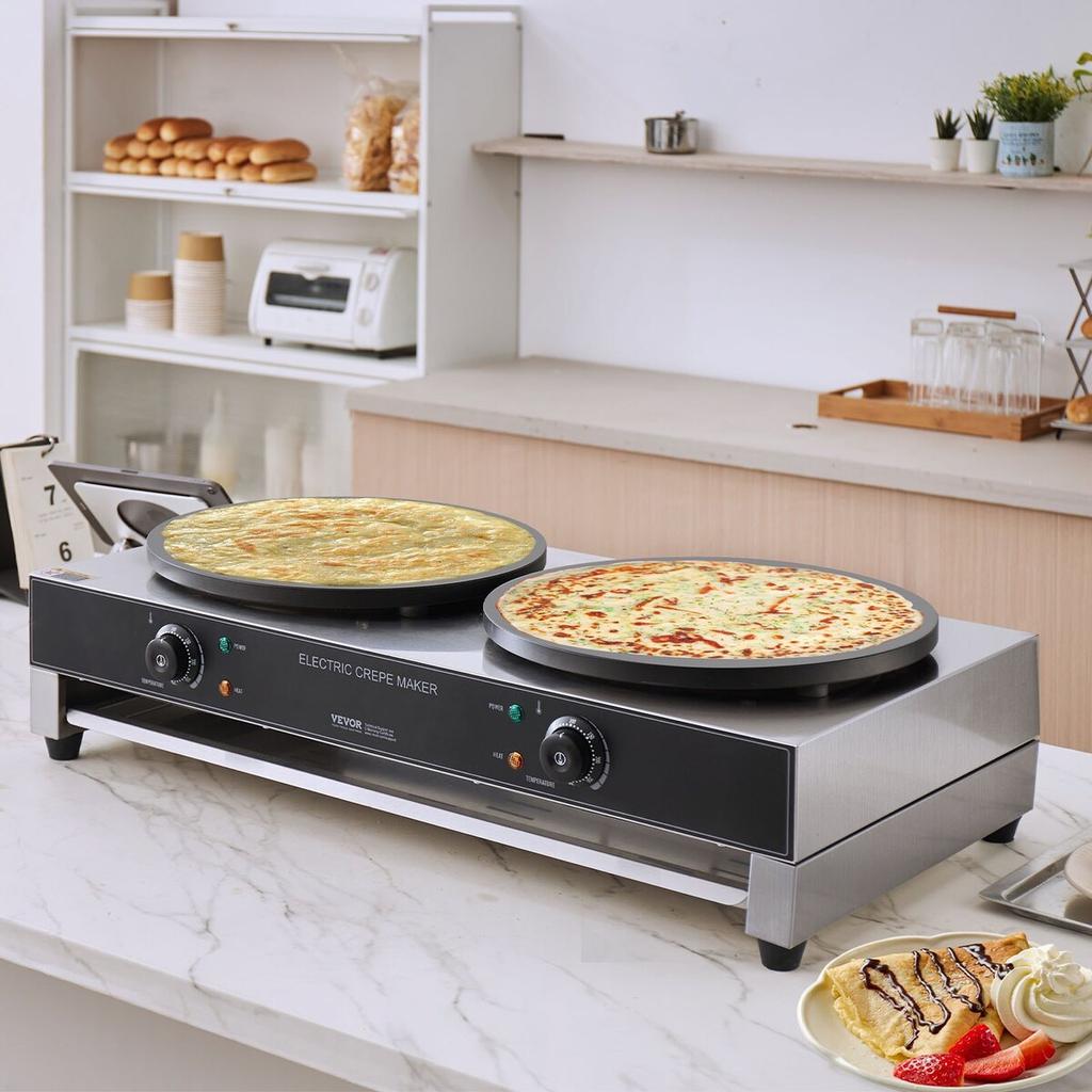 16-Inch Electric Crepe Maker Commercial Crepe Machine 6000W Double Head