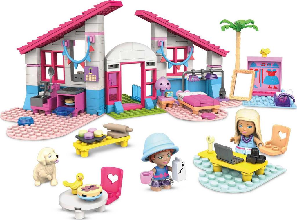 MEGA CONSTRUX Barbie Malibu House Building Blocks Set (Ages 5 and Up) 303 Pieces GWR34 Pink