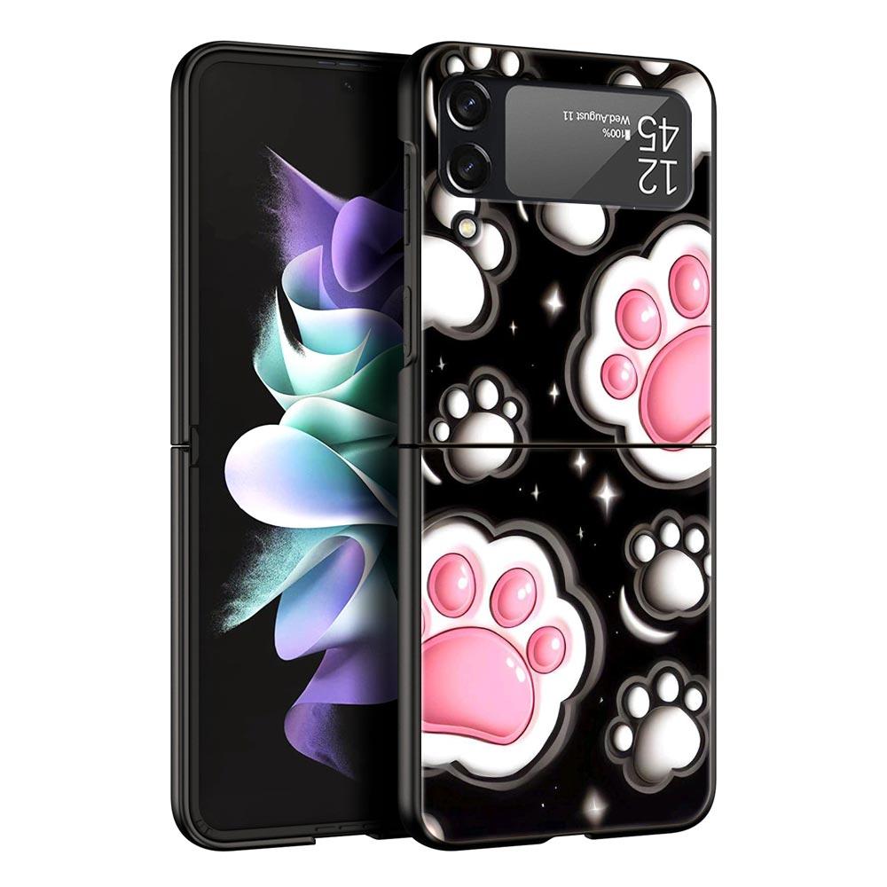 Og Paw Print Aesthetics Hard PC Phone Case For Samsung Galaxy Z Flip 7 6 5 4 Black Cover For Galaxy Z Flip 3 Foldable Fundas Bag