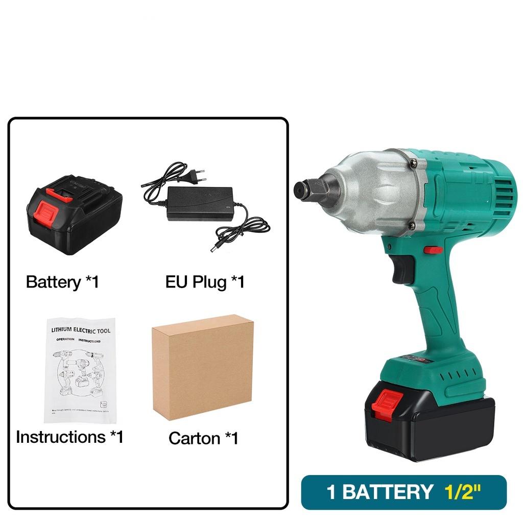 388vf 3/4 Inch 1900NM Brushless Cordless Electric Impact Wrench Power Tool 19800Amh Li Battery For 18V Battery
