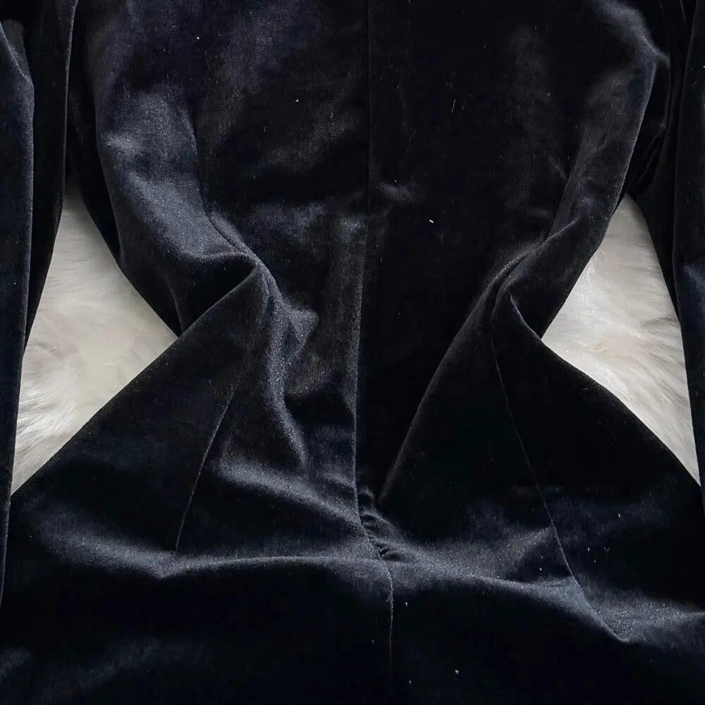 Autumn Winter Luxury Pearls Velvet Wedding Party Dress Women's Stand Collar Sparkling Sequins Beading Zipper Mini Fishtail Dresses