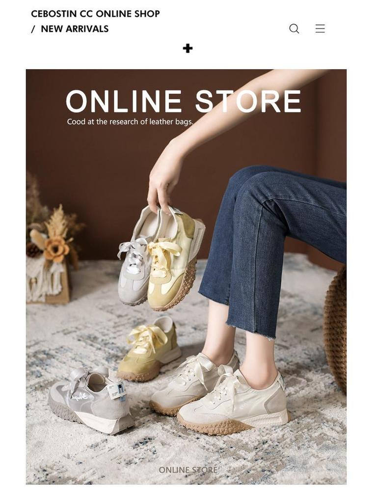 Women's 7cm Hidden Heel Leather Ballet Training Shoes - Breathable Soft Sole Height-Increasing Casual Sneakers