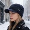 Hot Sale Unisex Warm Winter Hats Plush Fur Lined Warm Cap With Brim Outdoor Knitted Hats For Men & Women