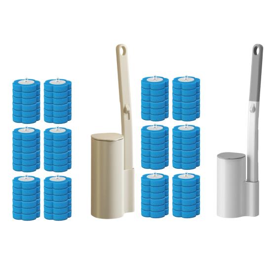 Jednorazowa szczotka do toalety z wymiennymi końcówkami Uchwyt do montażu na ścianie Szczotka do czyszczenia z głębokim rowkiem Środek do czyszczenia łazienki