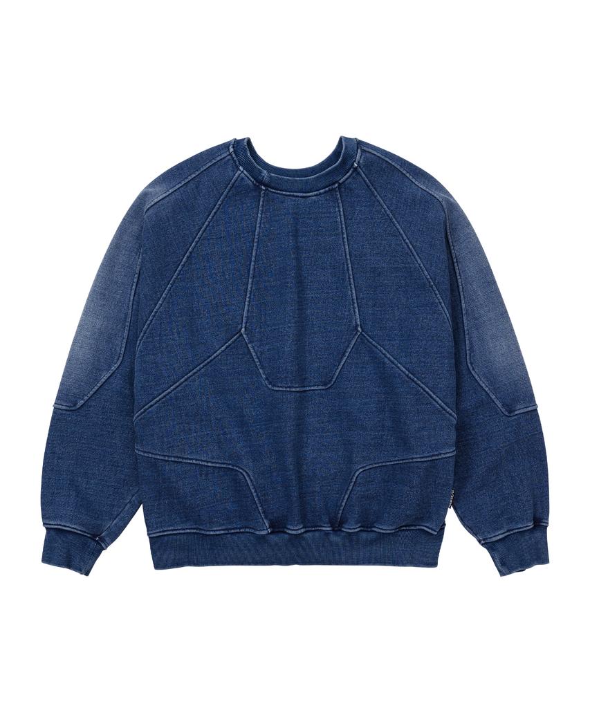 AJOBYAJO Paneled Denim Sweatshirt [Blue]