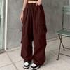 Women's Wide-Leg Athletic Pants with Multiple Pockets, Drawstring and Tapered Ankles