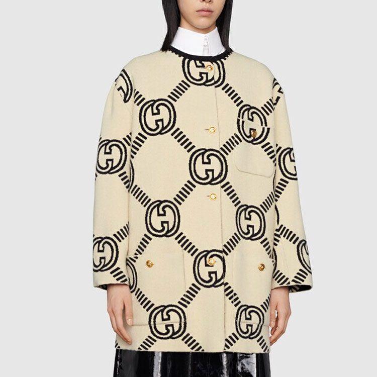 GUCCI Knitwear Women's Beige Crew Neck Moderate Cardigan 678318-XKB5T-9192