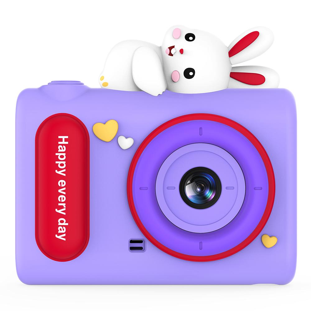 

H05 Cartoon Animal Design 2.0 Inch HD Dual Lens 8X Zoom Digital Camera for Kids Video Recorder Purple Rabbit