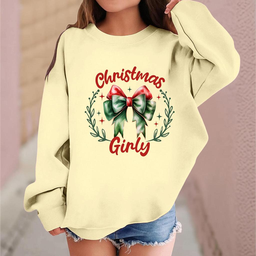 Children's Fashionable Casual Long-sleeved Loose Christmas Print Pullover Sweatshirt