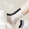 Stacked Socks, Summer Thin Socks, Pure Cotton, Spring And Autumn, Gray Ballet Style With Small Leather Shoes Stockings
