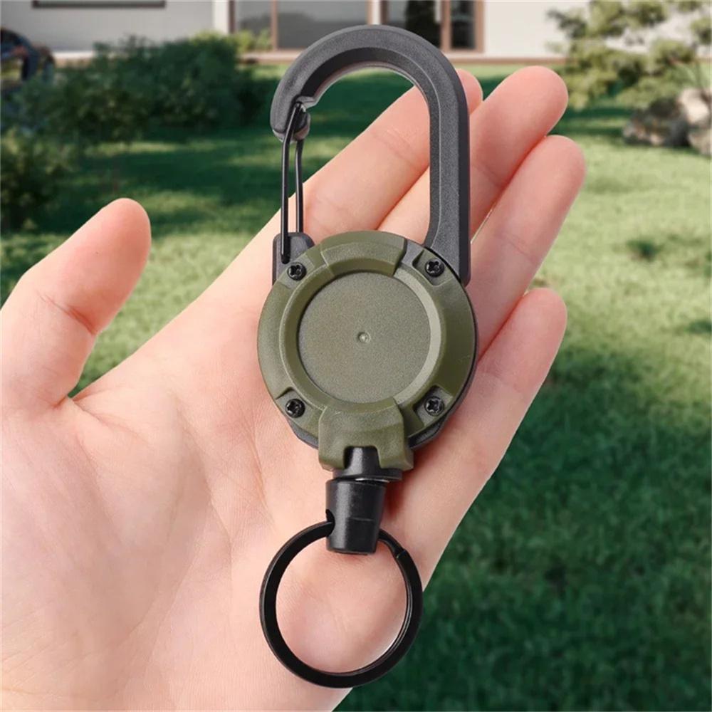 Heavy Duty Retractable Keychain Badge Reel Clips With Steel Wire AntiTheft Easy-To-Pull Buckle Rope Elastic Keychain For Camping