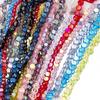 Flat Round Glass Beads Transparent Faceted Glass Spacers Colorful Coin Beads Crystal Loose Beads for Jewelry Making DIY Bracelet