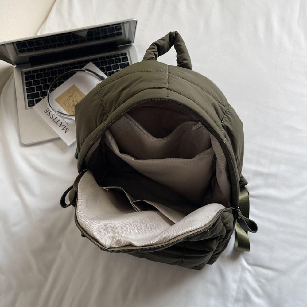Nylon Padded Coat Backpack Solid Color Student Schoolbag Space Cotton Shoulder Bag  Outdoor