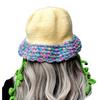Korean Style Cute Wide Brim Bucket Hat Handmade Knit Cotton Sun Women Fall Winter