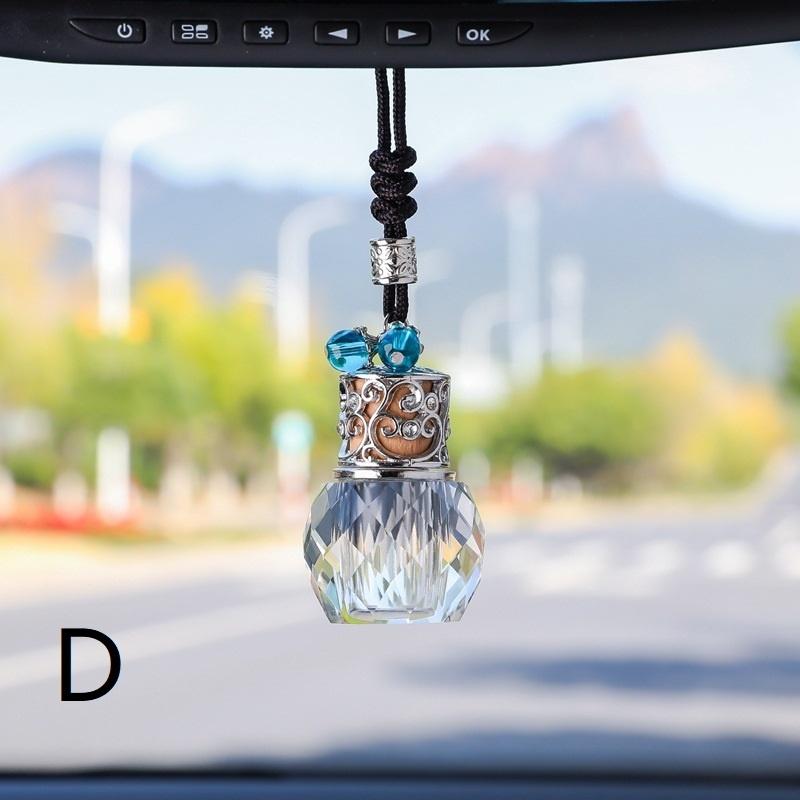 Portable Hanging Car Essential Oil Diffuser Bottle Refillable Exquisite Glass Pendant Car Styling