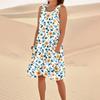 Print Dresses For Women Loose Beach Vacation Casual Sleeveless Sundresses With Pockets Tank Dress