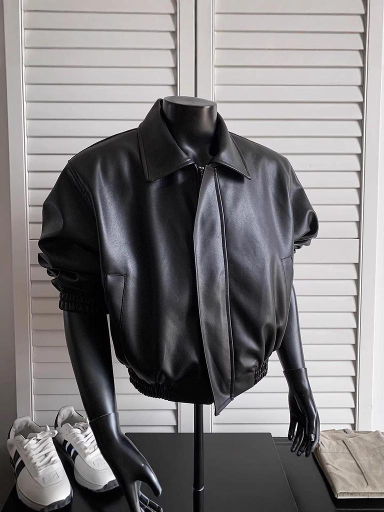 Men's High-End Retro Leather Motorcycle Jacket - Cool, Trendy, Heavy-Weight Style for Spring and Autumn