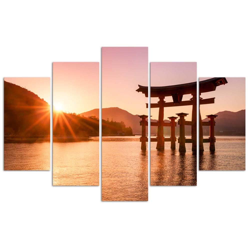 Five piece picture canvas print Landscape Japan