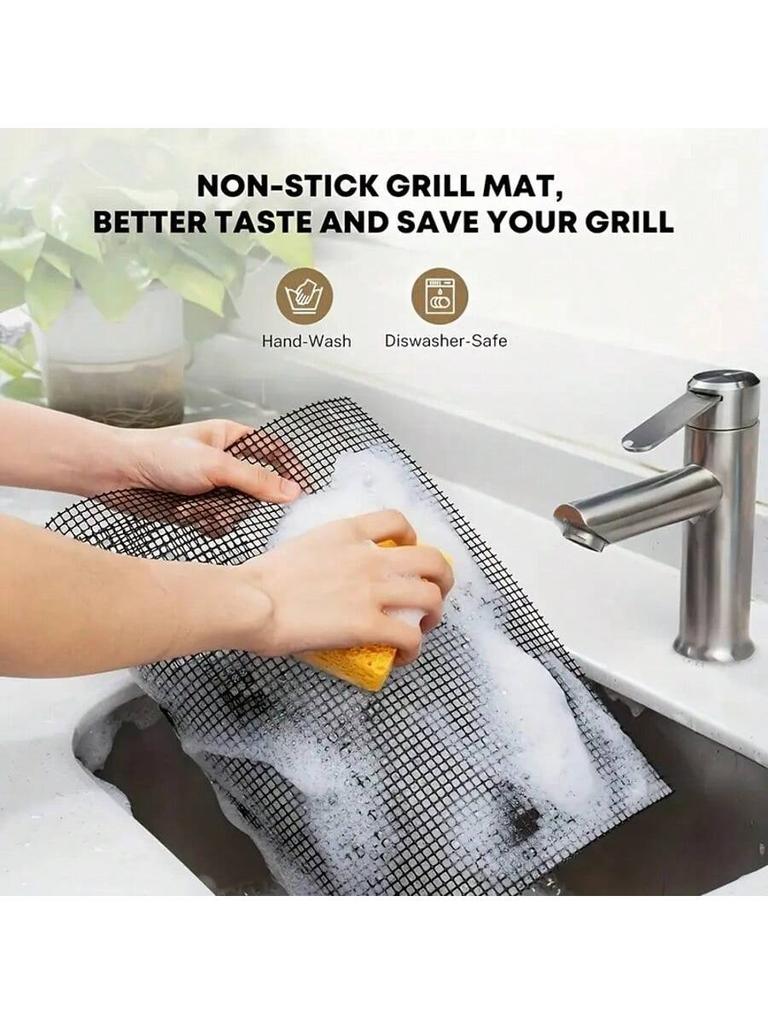 3 pc Non-stick baking mat and grill, easy to clean and reusable, suitable for gas, charcoal, Outdoor Grill Accessories