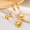 European American Ins Style French Pearl Earrings For Women High Grade Ear Drops Simple Stainless Steel Vintage Stud Earrings