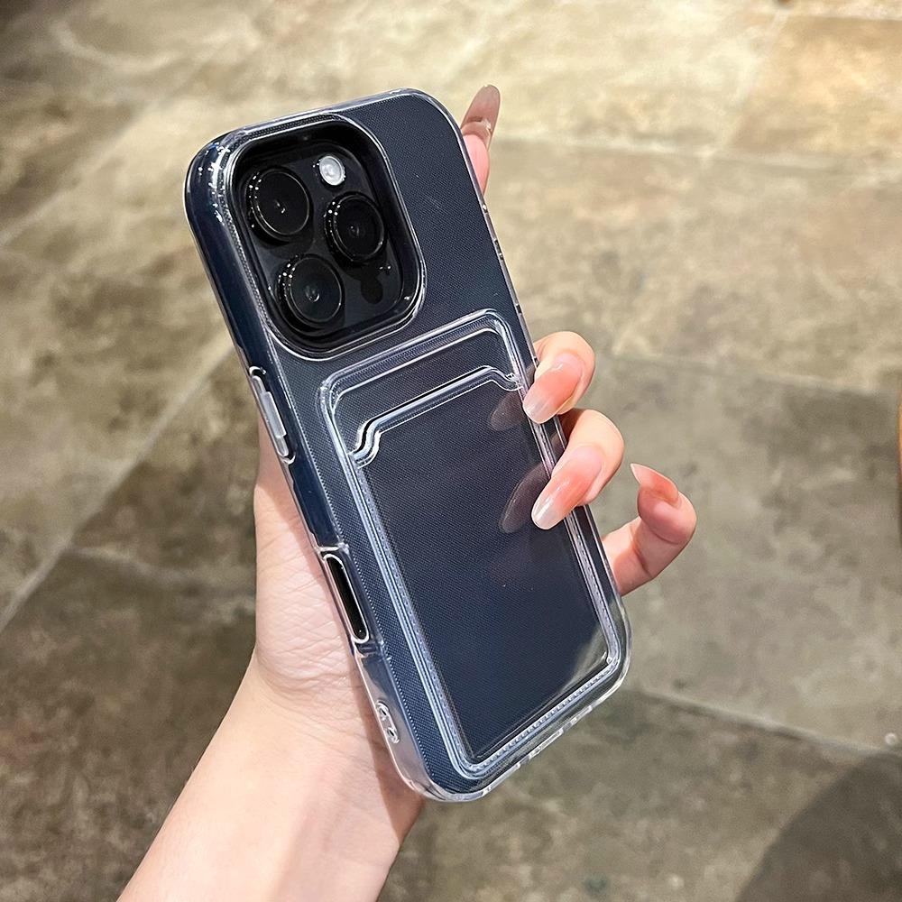 Luxury Jelly Wallet Transparent Bumper Case For iPhone 17 Air 16 15 14 13 12 11 Pro Max Candy Soft+Hard Card Slot Phone Cover