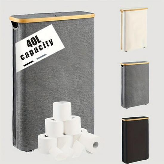 Foldable Bamboo Storage Bin with Lid for Kitchen Recycling