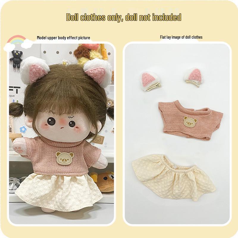 20cm Cotton Doll Dress-Up Set: Cute Figure Skirt & Overalls