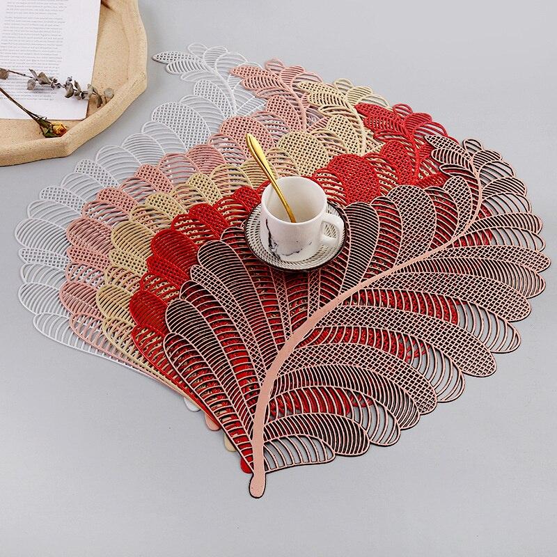 Leaf Hollow Oil Water Resistant Nordic Non-slip Kitchen Placemat Coaster Insulation Pad Dish Coffee Table Mat Home Decor