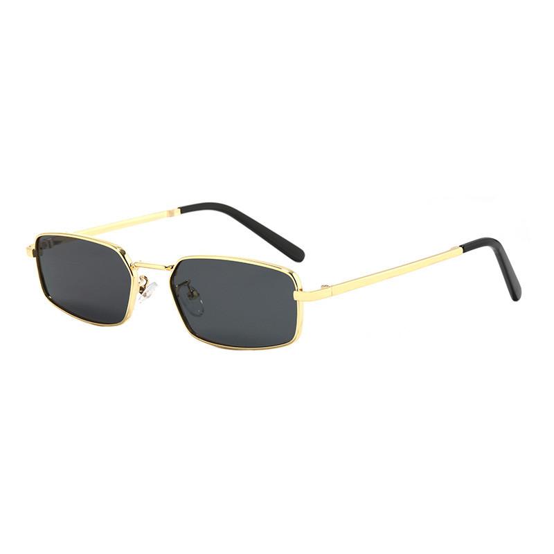 

Geometric Style Metal Square Sunglasses With Tinted Lenses For Summer Outings And Fashion GoldFrameGray