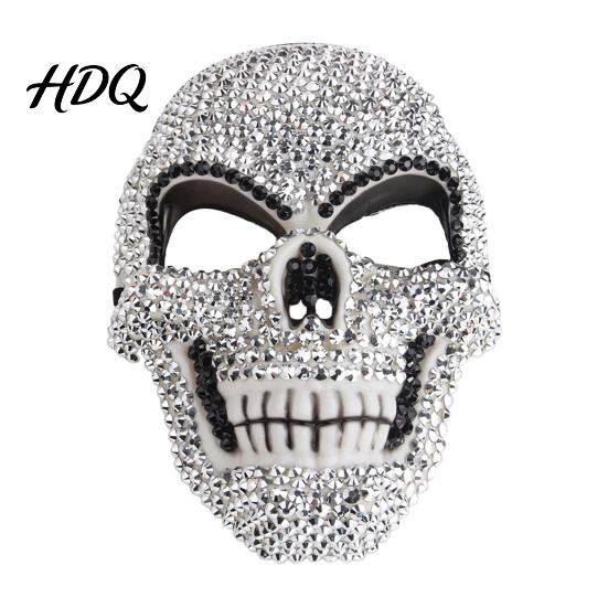 Cosplay Costume Props Full Rhinestone Halloween Mask Sparkling Skull And Cat Face Half Mask Adjustable Elastic Straps for Carnival Theme Dances Shiny