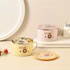 Stainless Steel Instant Noodle Bowl Bear Pattern Anti-scald Lunch Box Double Insulated with Lid Rice Bowl Kitchen Supplies