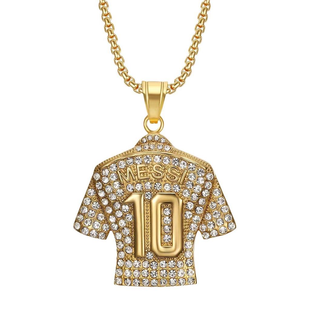 European and American Hip Hop Jewelry Football Sports World Jersey No. 7 No. 10 Pendant Necklace for Men