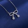 925 Silver Clavicle Necklace Shining Zircon Bowknot Pendant Women Jewelry Gift for Birthday Party