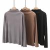 Plus Size Women's Autumn/Winter Half-High Collar Base Layer Long Sleeve Shirt – Slimming, Solid Color