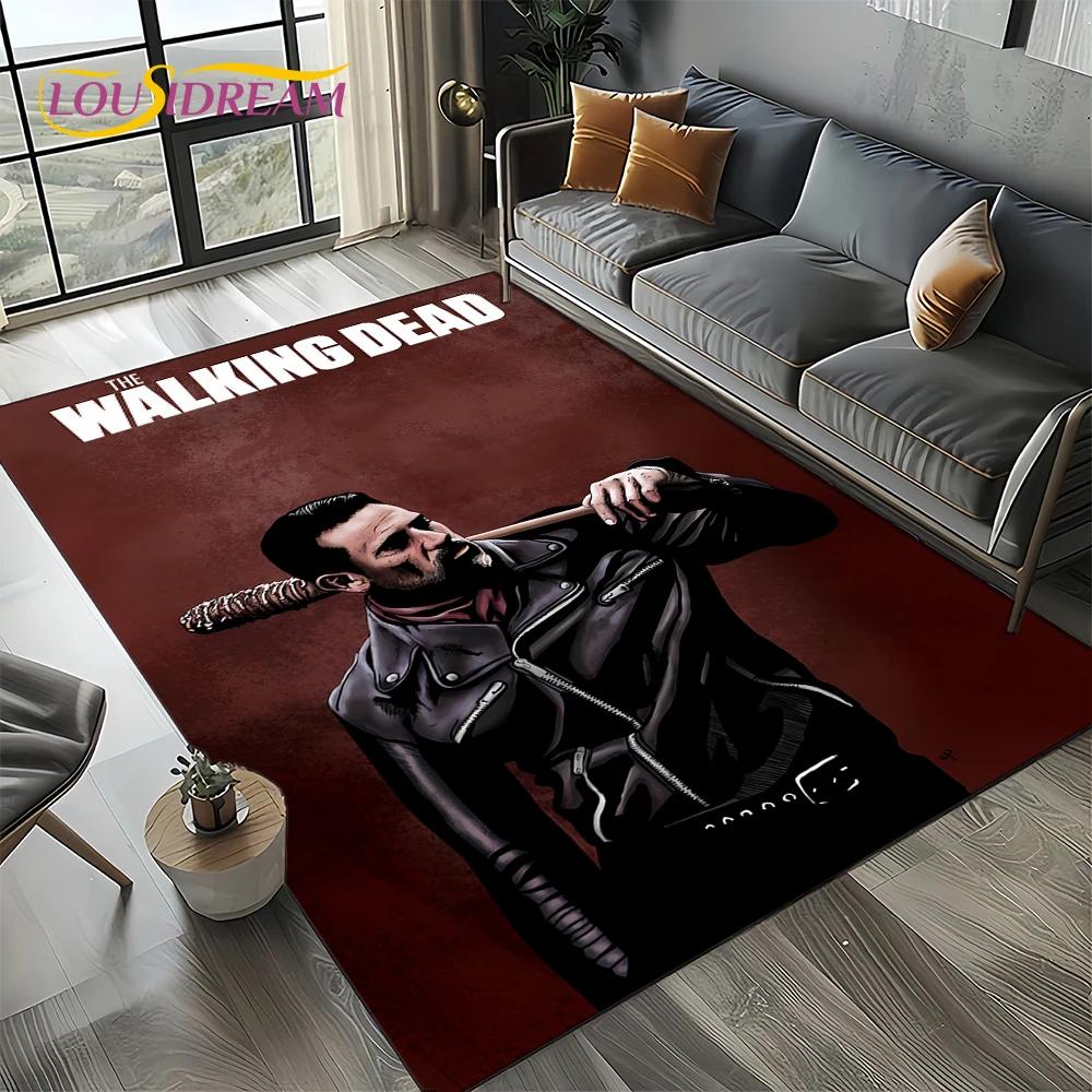 TWD Walking Dead Rick Daryl Horror TV Teppich für Wohnzimmer Schlafzimmer Haus Sofa Dekoration, Kinderteppich rutschfeste Bodenmatte