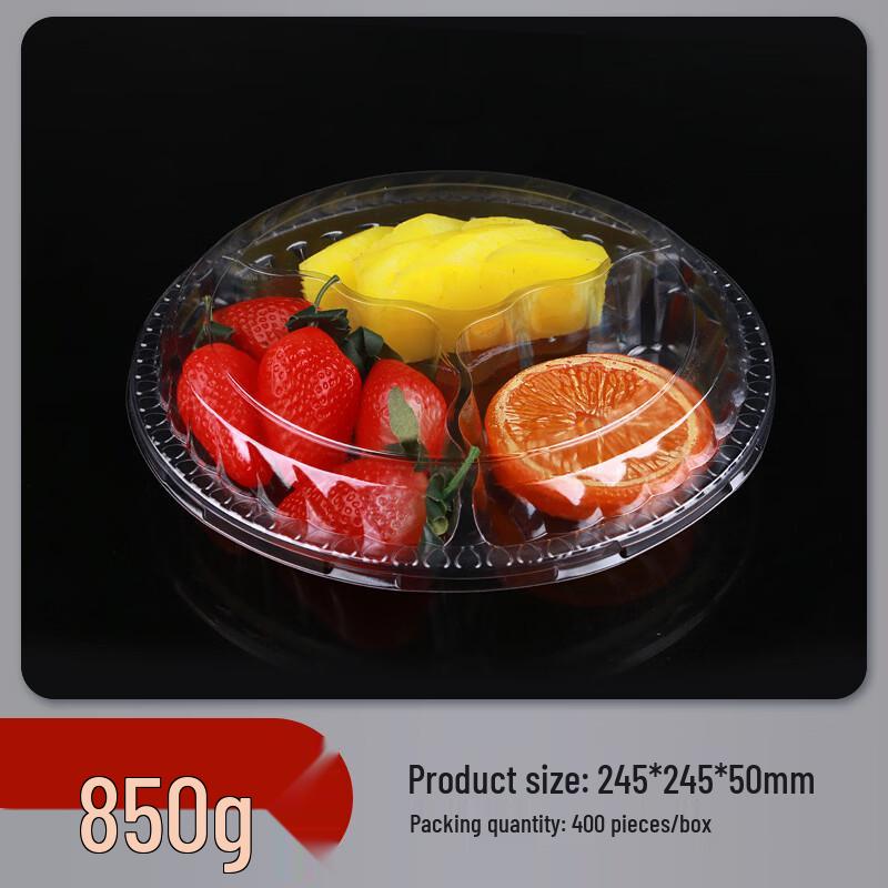 Clear Disposable 3-Compartment Fruit Container with Lid