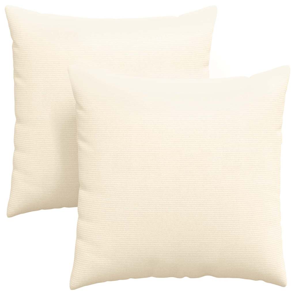 Sofa Cushions 2 Pieces Cream 60 X 60 Cm Cord Fabric
