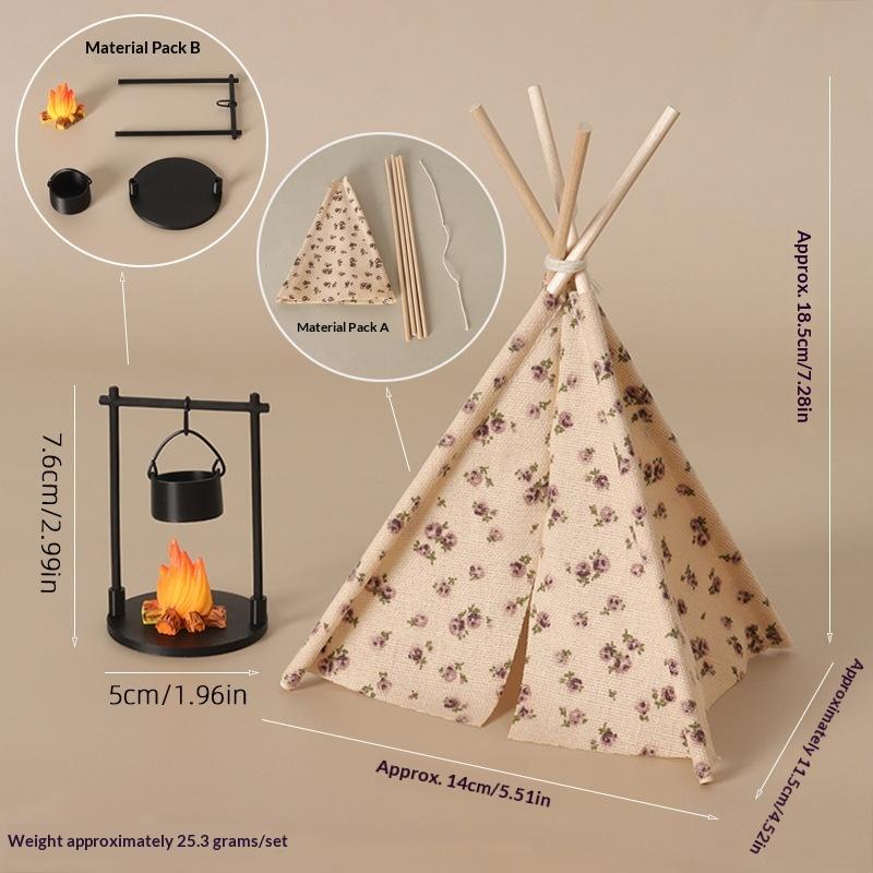 1:12 Scale Camping Tent Model Decoration Simulated Outdoor Tent Ornament Miniature Scene Accessories Doll Small Tent Toy