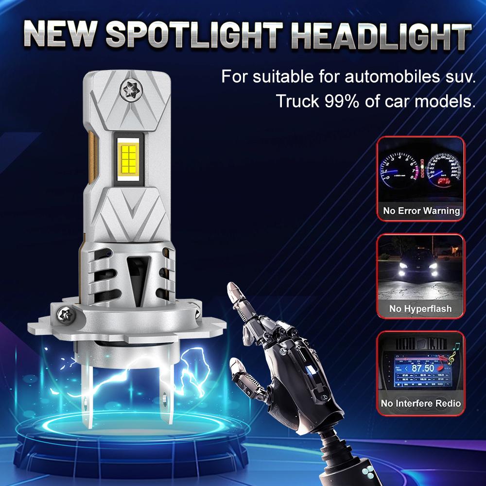 LED H7 Headlights 100W 20000LM Car Light CSP Chip H4 H8 H9 H11 6500K 1: 1 Mini Size Fog Light 12V
