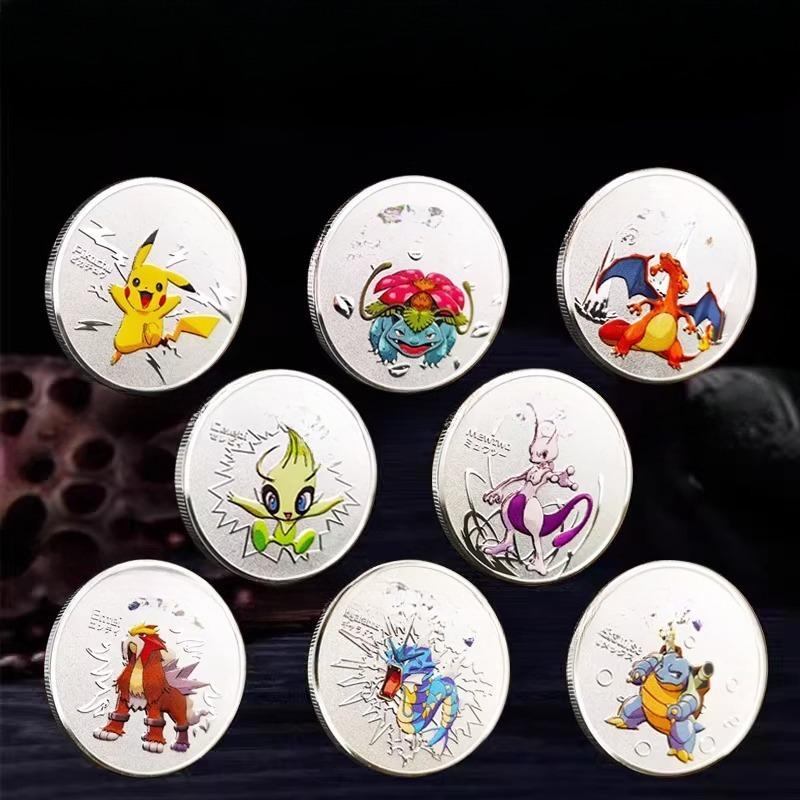 Anime And Cartoon Character Commemorative Coins Golden Character Cards Circular Metal Coins Toy Gifts Small Decorations 8cm