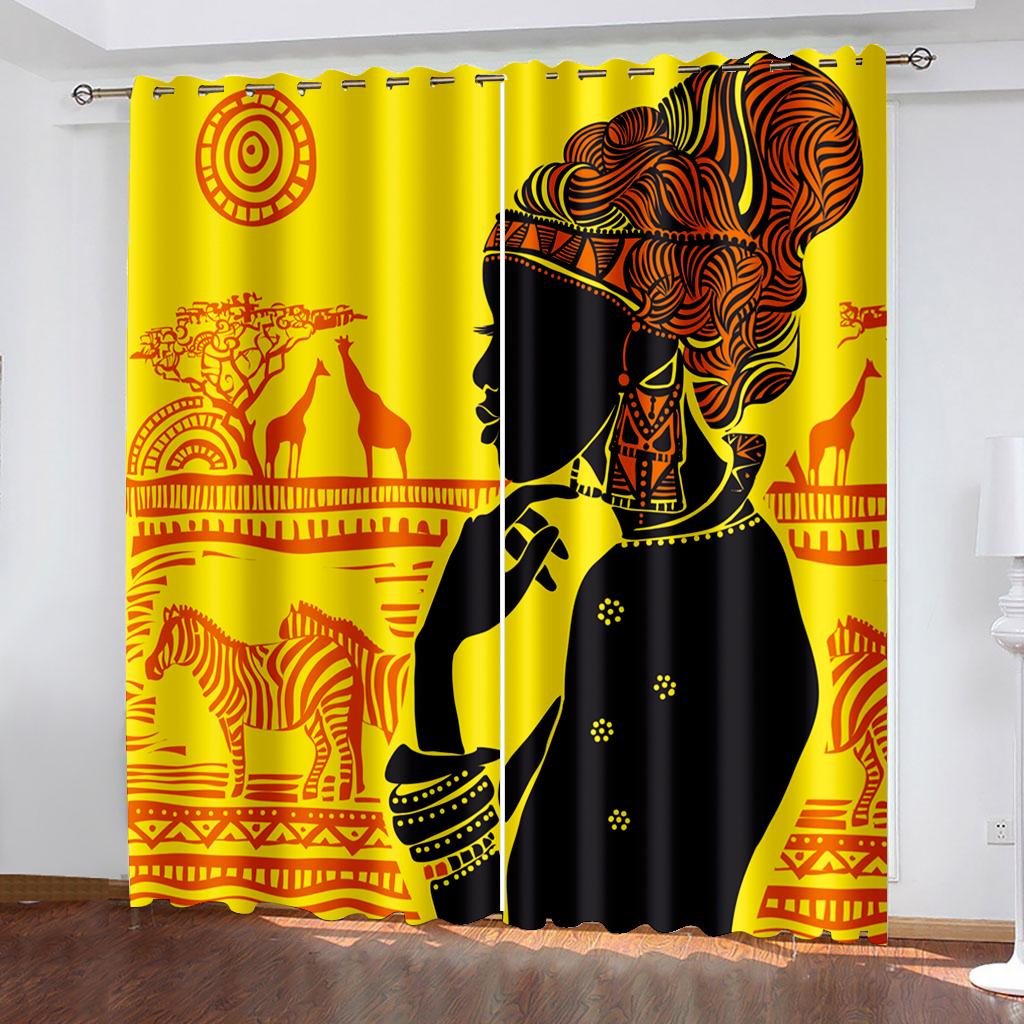 

Африканские старинные затемняющие шторы ретро египетские детские подростковые шторы для спальни декор для гостиной(2Панели)Кортина W132cm x H160cm&Grommet