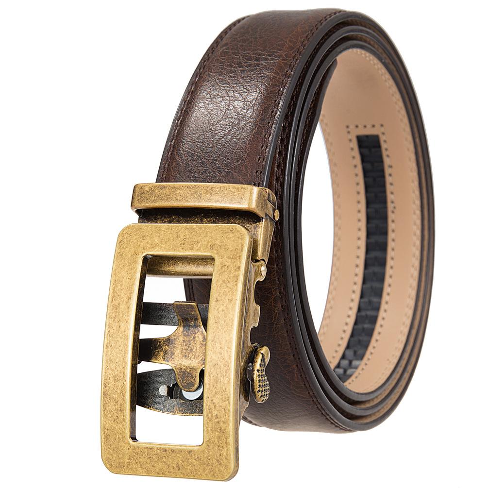 1Pcs Two-Layer Cowhide Automatic Buckle Belt, Men'S Belt, Business Belt Ly35-0838-1