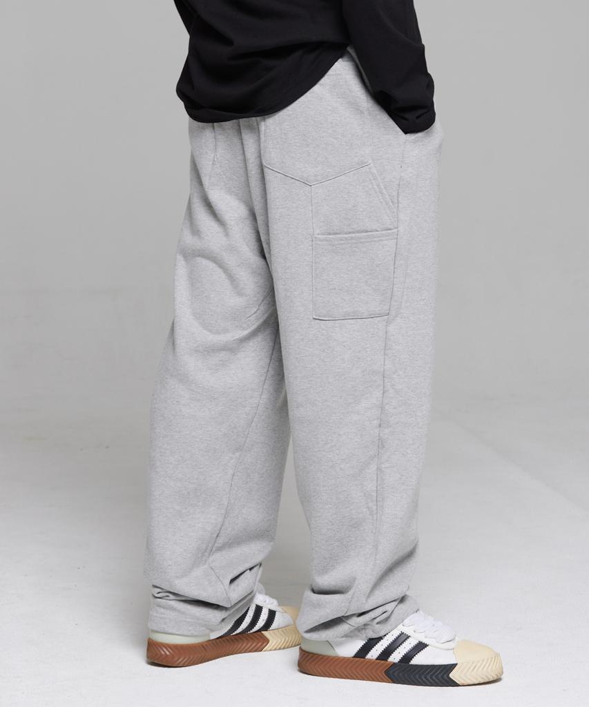 CREAM SODA LAB Authentic Logo Carpenter Bermuda Sweat Wide Pants Grey
