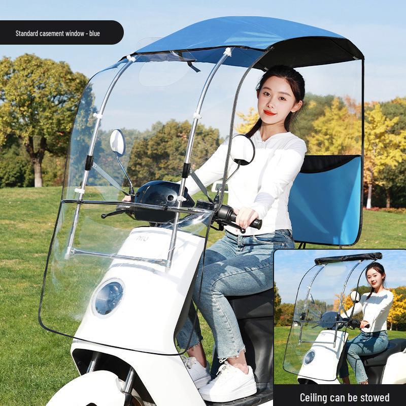Enhanced Electric Motorcycle Canopy: Rainproof, Removable, and Windproof Umbrella