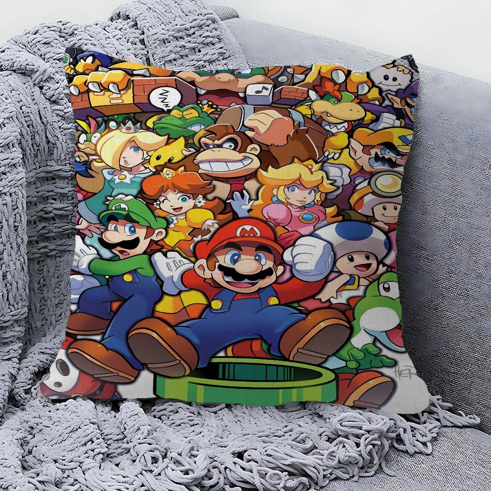 Capa de Almofada Desenho Animado Super M-Marios Fofa Fronha Sala de Estar Sofá Decoração de Casa Personalizado