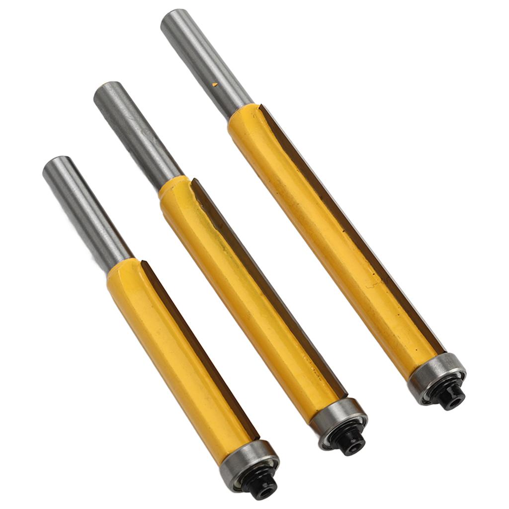 3 Stück Bündigfräser Wolframstahllegierung Professionelles Bündigfräser-Set mit geradem Lager mit 8mm Schaft für
