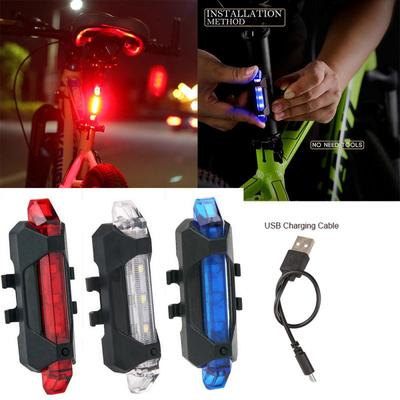 Cykelbak LED-ljus LED-cykelbakljus USB uppladdningsbar mountainbikelampa Vattentät ljus Cykeltillbehör
