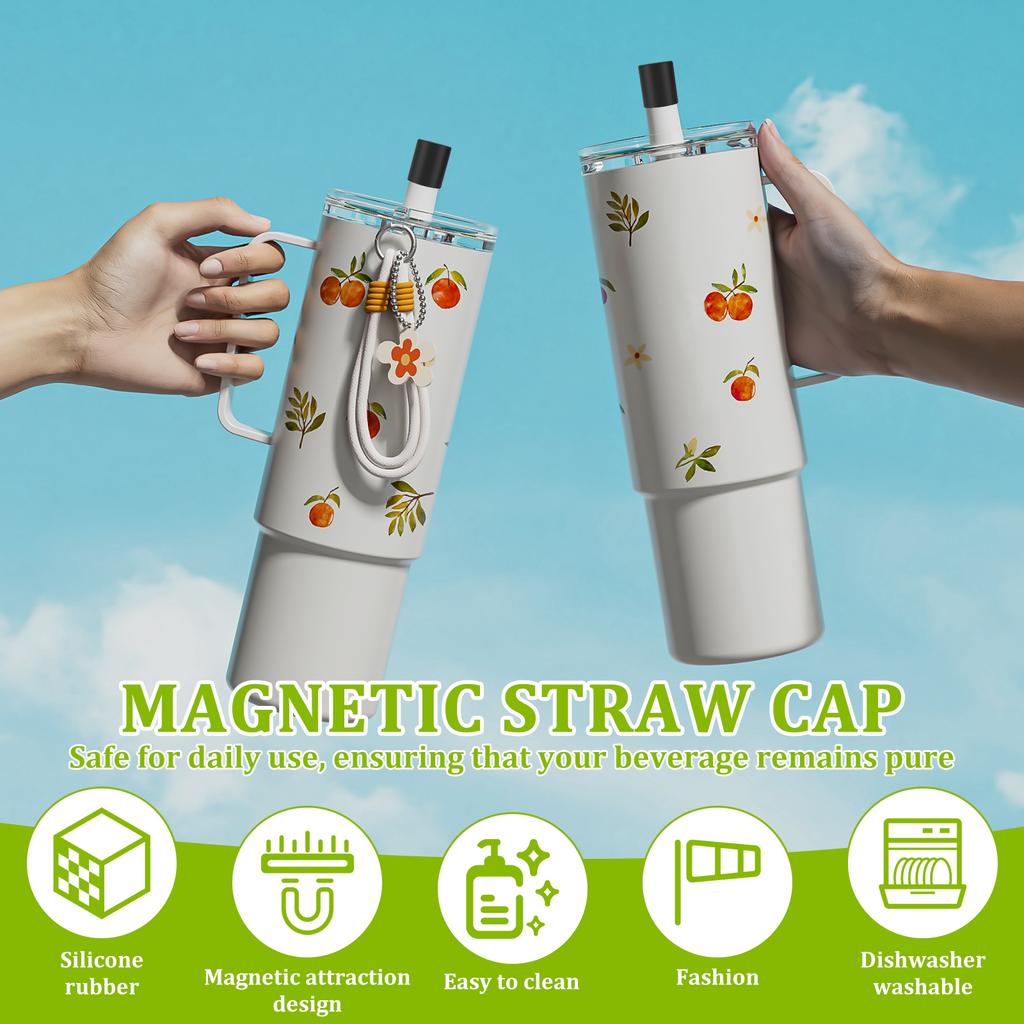 6Pcs Magnetic Straw Cap Silicone Enclosed Magnet Design Straw Cover Protector Compatible with BrüMate All Era and Resa Bottle