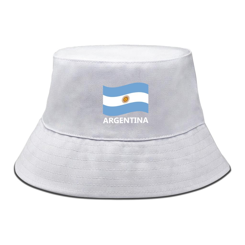 Argentina Flag Print Bucket Hat Solid Color Unisex Sun Hat Lightweight Hat For Man Cuff Bucket Hats Ideal Choice For Golf Summer