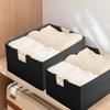 Sturdy Fabric Storage Bin With Reinforced Bottom Wooden Handles for Bedroom Office